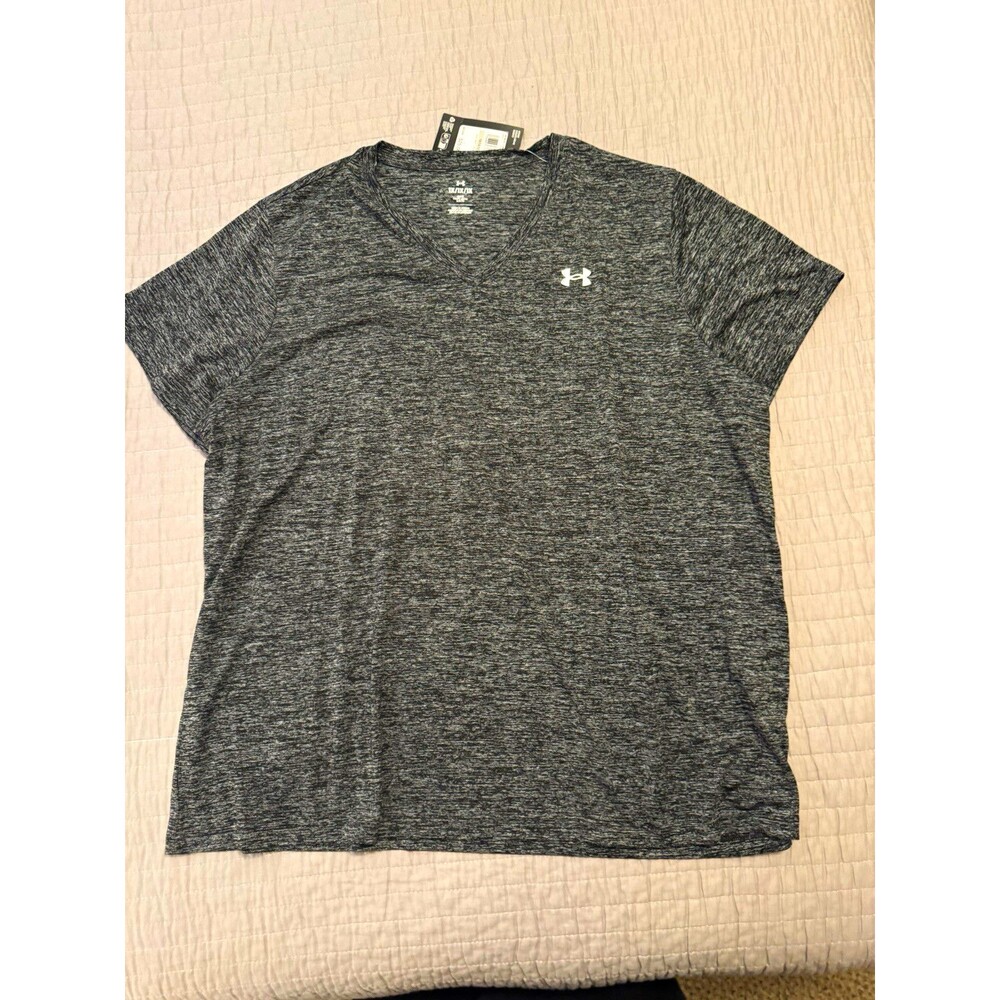 Under Armour Tech SSV Twist Men’s V-Neck SS Heathered Gray Loose XL Tee